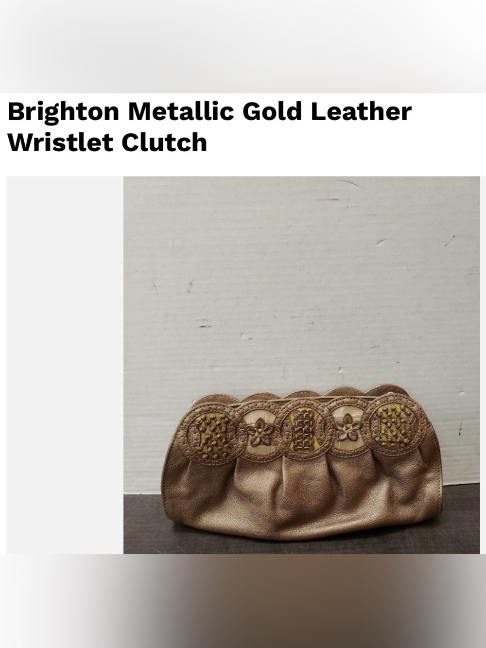 Brighton Metallic Gold Leather Wristlet